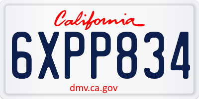 CA license plate 6XPP834