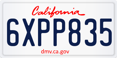 CA license plate 6XPP835