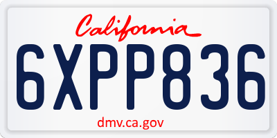 CA license plate 6XPP836