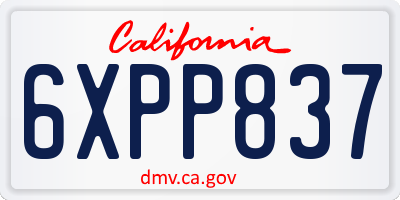 CA license plate 6XPP837