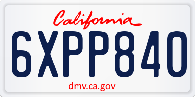 CA license plate 6XPP840
