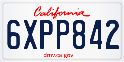 CA license plate 6XPP842