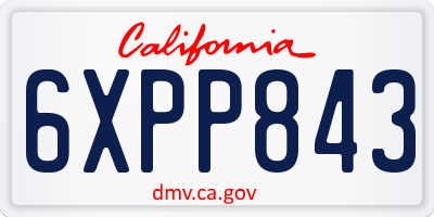 CA license plate 6XPP843