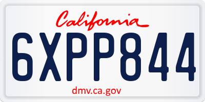 CA license plate 6XPP844