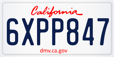 CA license plate 6XPP847