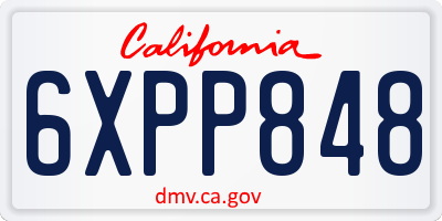 CA license plate 6XPP848