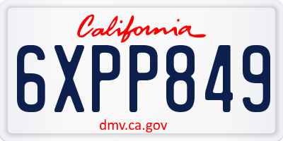 CA license plate 6XPP849