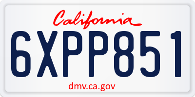 CA license plate 6XPP851