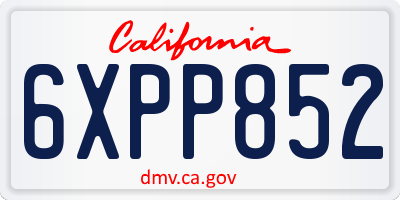 CA license plate 6XPP852