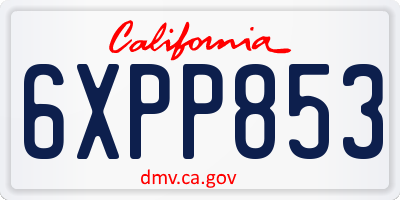 CA license plate 6XPP853