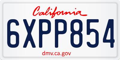 CA license plate 6XPP854