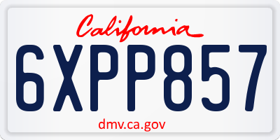 CA license plate 6XPP857