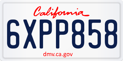 CA license plate 6XPP858