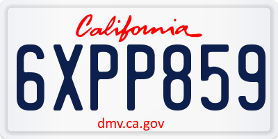CA license plate 6XPP859