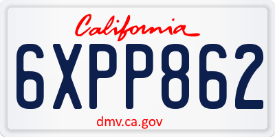 CA license plate 6XPP862