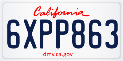 CA license plate 6XPP863
