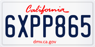CA license plate 6XPP865