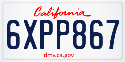 CA license plate 6XPP867
