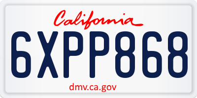 CA license plate 6XPP868