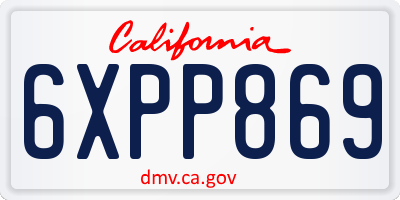 CA license plate 6XPP869