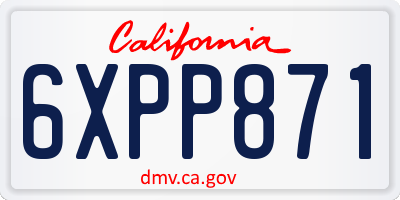 CA license plate 6XPP871