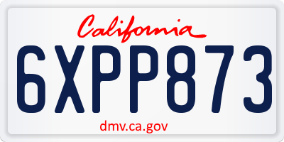 CA license plate 6XPP873