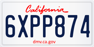 CA license plate 6XPP874