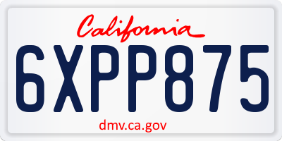 CA license plate 6XPP875