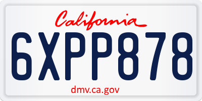 CA license plate 6XPP878
