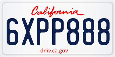 CA license plate 6XPP888