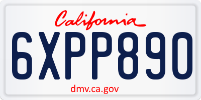 CA license plate 6XPP890
