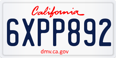 CA license plate 6XPP892