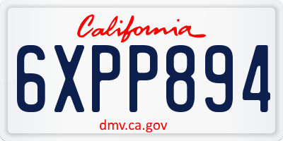 CA license plate 6XPP894