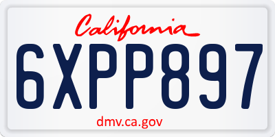 CA license plate 6XPP897