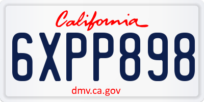 CA license plate 6XPP898