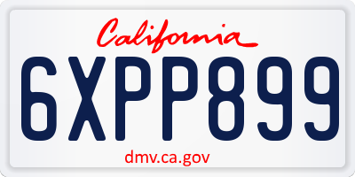 CA license plate 6XPP899