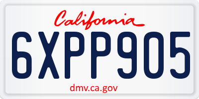 CA license plate 6XPP905
