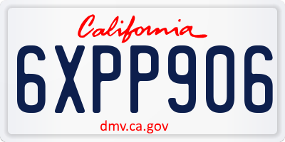 CA license plate 6XPP906