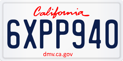 CA license plate 6XPP940