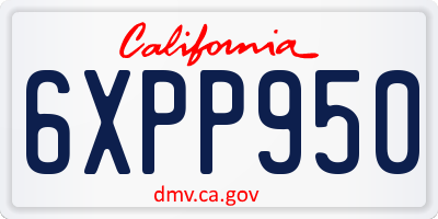 CA license plate 6XPP950