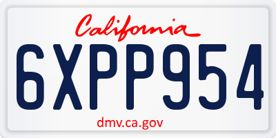 CA license plate 6XPP954
