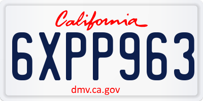 CA license plate 6XPP963
