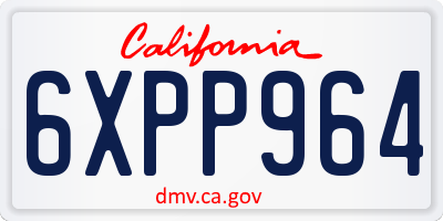 CA license plate 6XPP964