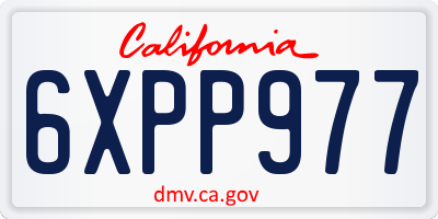 CA license plate 6XPP977