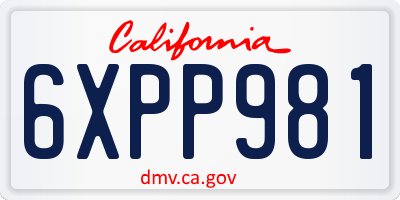 CA license plate 6XPP981