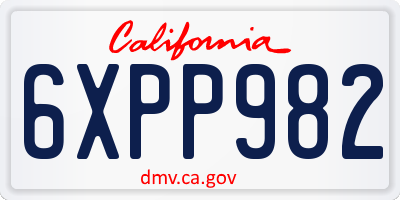 CA license plate 6XPP982