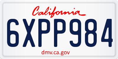 CA license plate 6XPP984