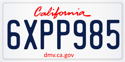 CA license plate 6XPP985