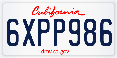 CA license plate 6XPP986