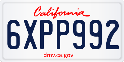CA license plate 6XPP992